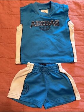 Vintage y2k adidas Blue and White Kids Athletic Matching Set